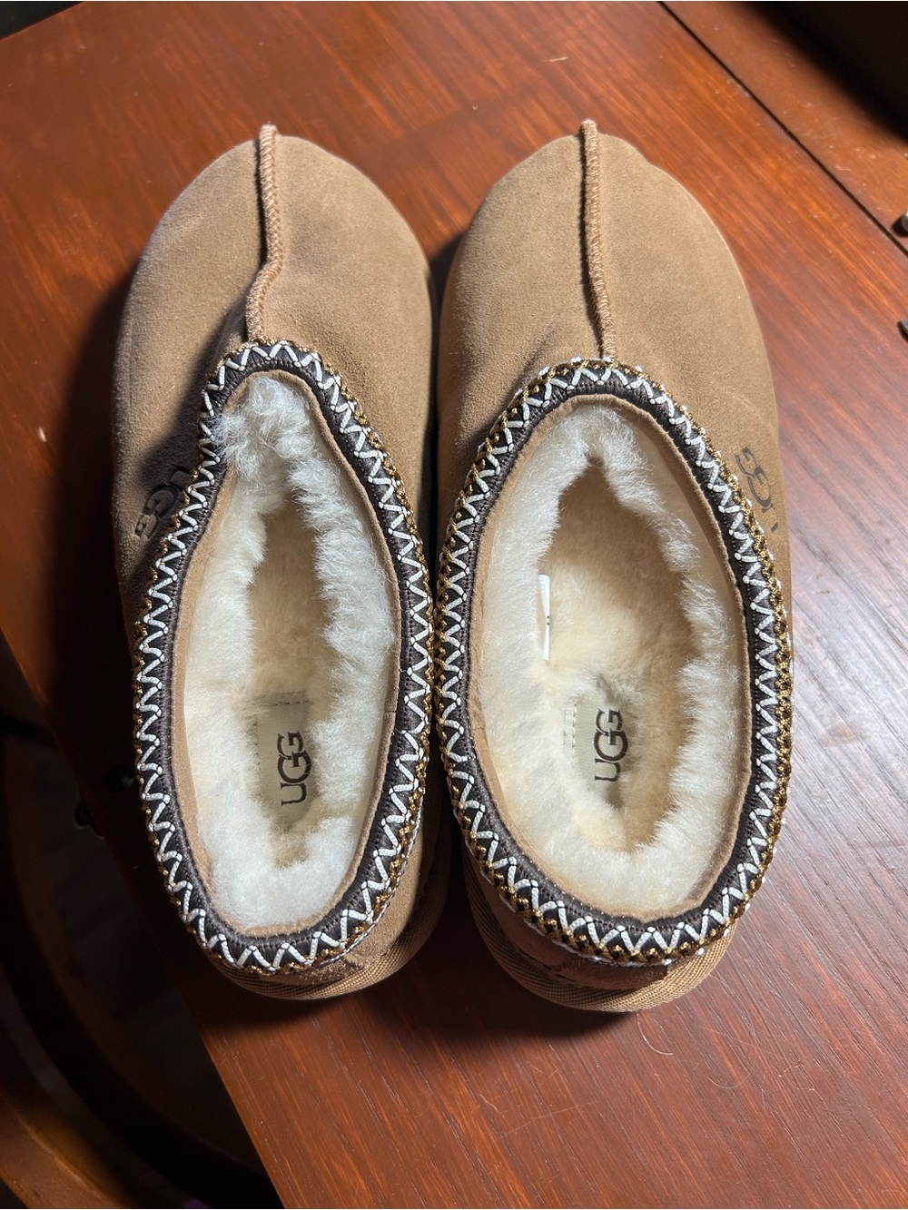 Women’s UGG Chestnut Suede Sheepskin Slip-On Slippers